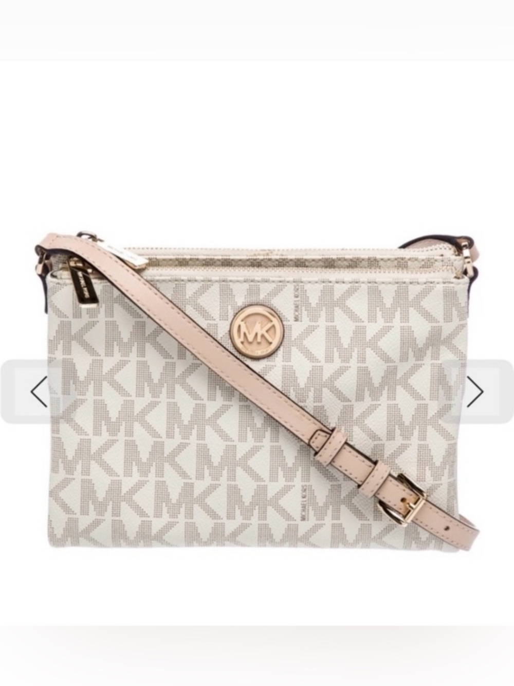 Michael Kors EUC Jet Set Travel East West crossbody bag vanilla monogram color